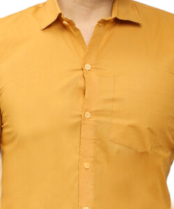 MEN REGULAR FIT SOLID YELLOW COLOUR SPREAD COLLAR CASUAL SHIRT