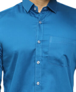 MEN PARTY WEAR TOUCH SOLID BLUE COLOUR SPREAD COLLAR FORMAL SHIRT