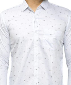 MEN REGULAR FIT PRINTED WHITE COLOUR SPREAD COLLAR CASUAL SHIRT