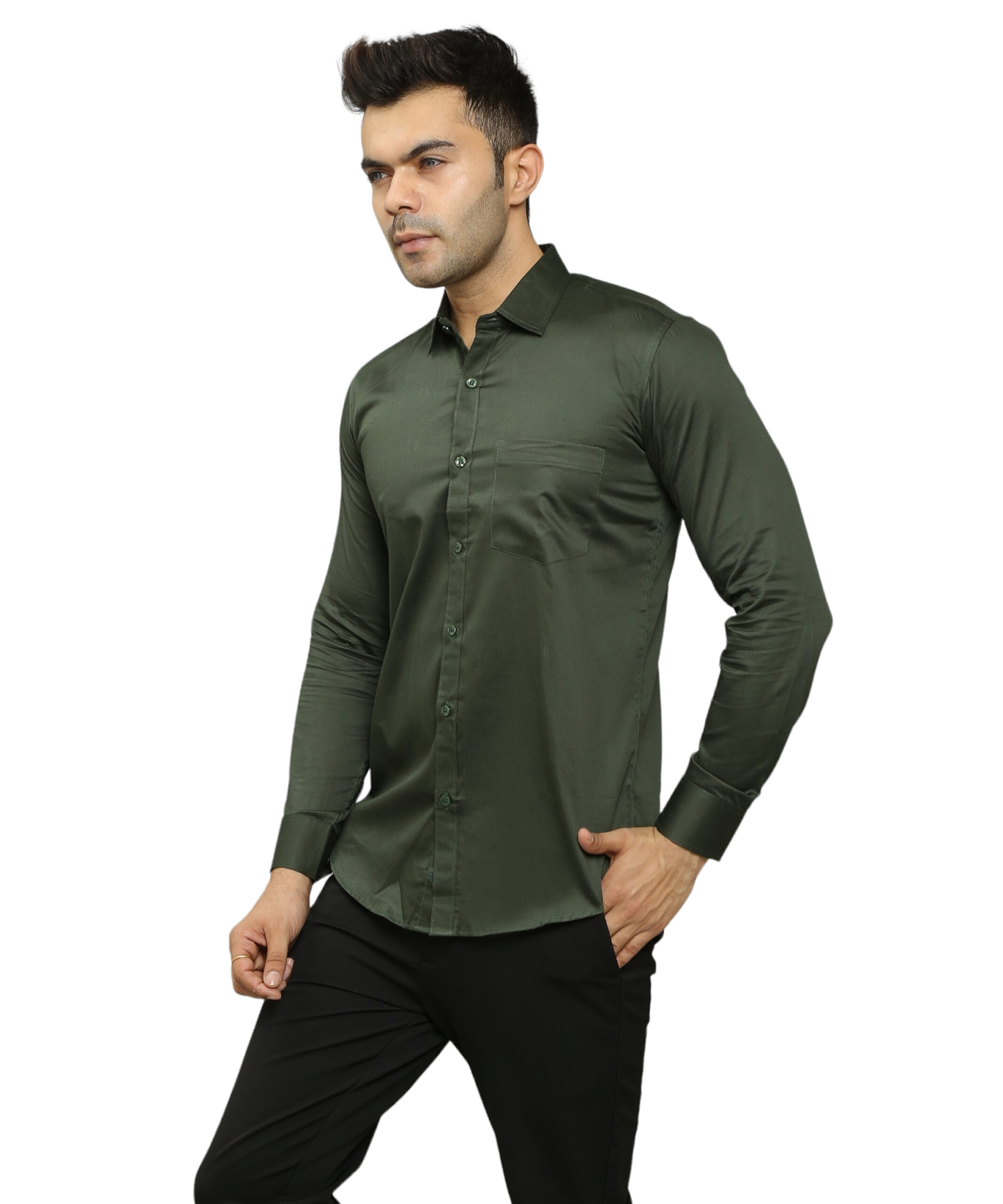 Buy Men's Martini Olive Solid Cotton Regular Fit Shirt Online – SQUIREHOOD