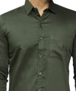 MEN PARTY WEAR TOUCH SOLID DARK GREEN COLOUR SPREAD COLLAR FORMAL SHIRT