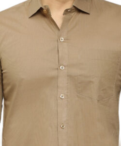 MEN REGULAR FIT SOLID BROWN COLOUR SPREAD COLLAR FORMAL SHIRT