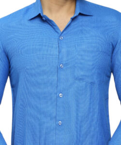 MEN REGULAR FIT SOLID PACIFIC BLUE COLOUR SPREAD COLLAR FORMAL SHIRT