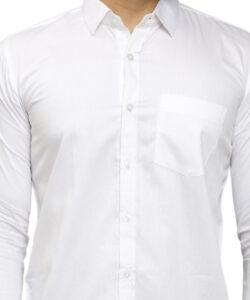 MEN REGULAR FIT SOLID ELEGANT WHITE COLOUR SPREAD COLLAR FORMAL SHIRT