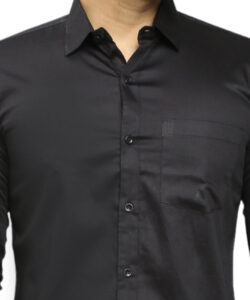 MEN REGULAR FIT SOLID CLASSY BLACK COLOUR SPREAD COLLAR FORMAL SHIRT